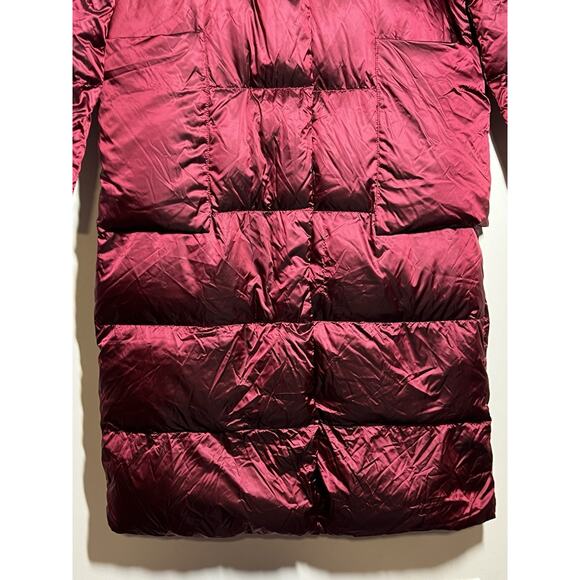 Lattelier Women's NWT Burgundy Longline Hooded Duck Down Filled Jacket Coat XL - Picture 5 of 11